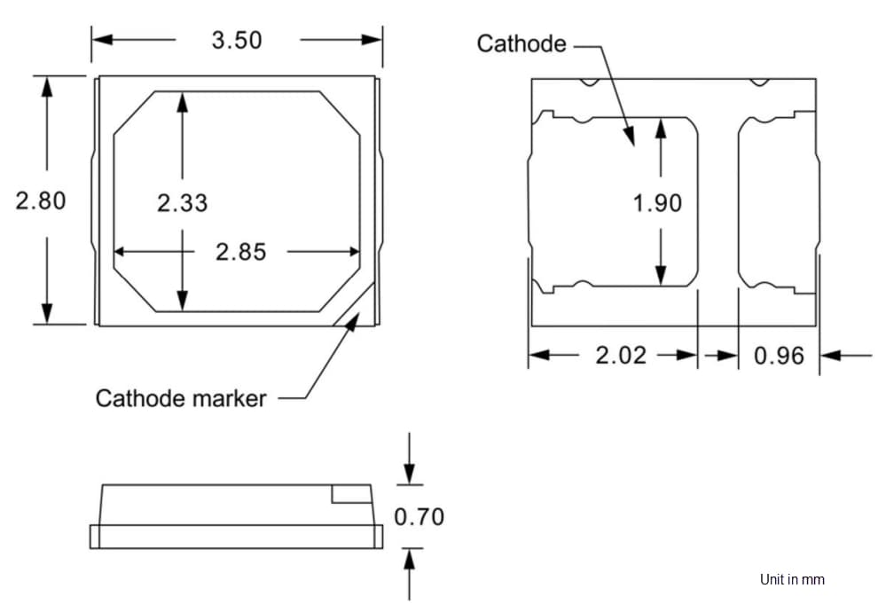 Mechanical Drawing - Lumileds LUXEON 2835 Deep Dimming White LEDs